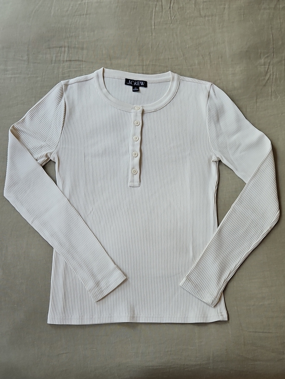 J. Crew Cream Ribbed Henley